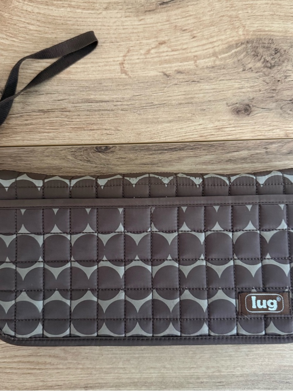 Lug Wristlet Brown Polka dots Travel Pockets Storage Purse Handbag